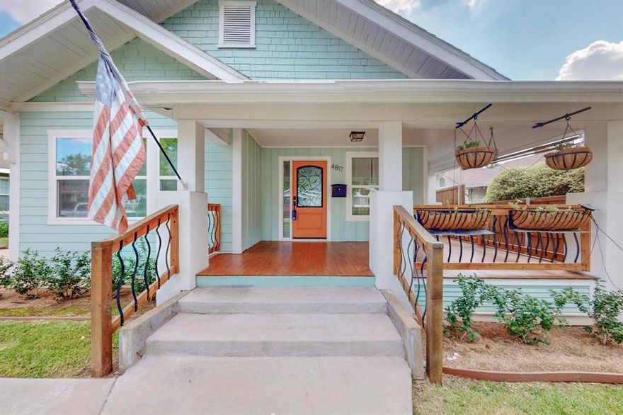 Adorable and updated Craftsman located in the walkable and very desirable Arlington Heights. Close to Dickies Arena, restaurants, shopping and the Cultural District. Central Market is blocks away. Arrive at the generous and cozy covered front porch. Perfect for morning or evening beverages. Enter into the open living, dining & kitchen that screams hello to parties and holidays with friends and family. Truly a dream kitchen with stainless appliances, large island with gas cooktop and beautiful backsplash. Generous cabinetry and the stainless refrigerator, with ice maker, conveys. Let the party carry over to the large wooden deck off the kitchen. Sprinklers, original hardwoods, oversized garage, low E windows, can lights and gutters. The curb appeal may be the best in Arlington Heights. Yard sprinklers.