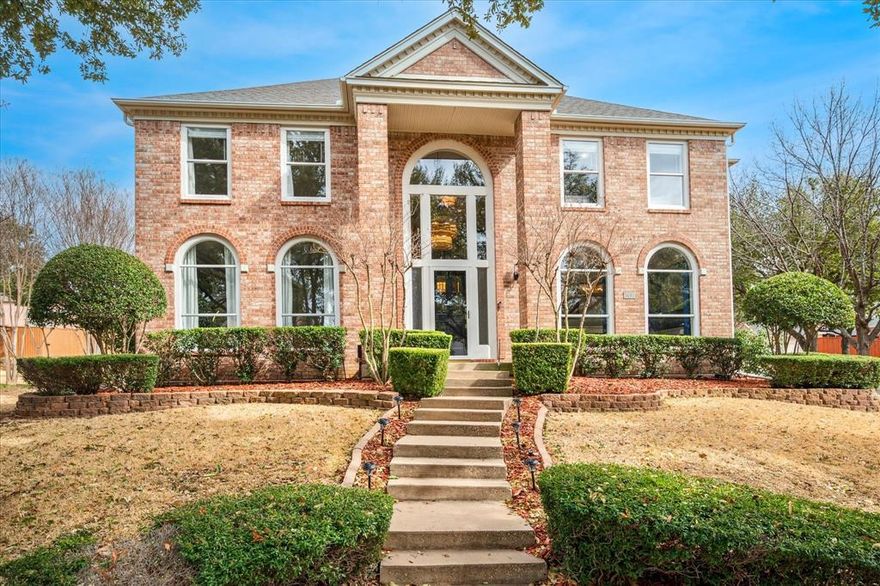 Truly fabulous 4 bedroom beauty that anyone would be proud to call HOME. Quarter-acre corner lot. Upgrades galore, including distressed solid acacia hardwood floors, updated kitchen & baths, and designer lighting. XL 2-story foyer w wood & wrought iron staircase opens onto split formal living & dining. Open concept great room has gas log FP, serene yard views, and deck access. Granite island kitchen features glass tile b-splash, classic white cabinets w glass uppers, pendant lighting, gas cooktop, and ss appliances incl dbl convection ovens, and wine refrig. Sunny bfast room & walk-in pantry. Huge owner's retreat has sitting area w bookcases & freestanding FP. Updated vaulted en suite bath w designer vanities, vessel sinks, jet tub, and frmls glass shower w body sprays. 3 additional bedrooms up + updated hall bath and utility room. Excellent storage and lovely trimwork throughout! Bi-level wood deck for grilling, dining, or lounging + pool-sized fenced yard w sprinkler. 2-car rear entry garage. All home furnishings are available for an additional fee, negotiated and paid separately from the house transaction.