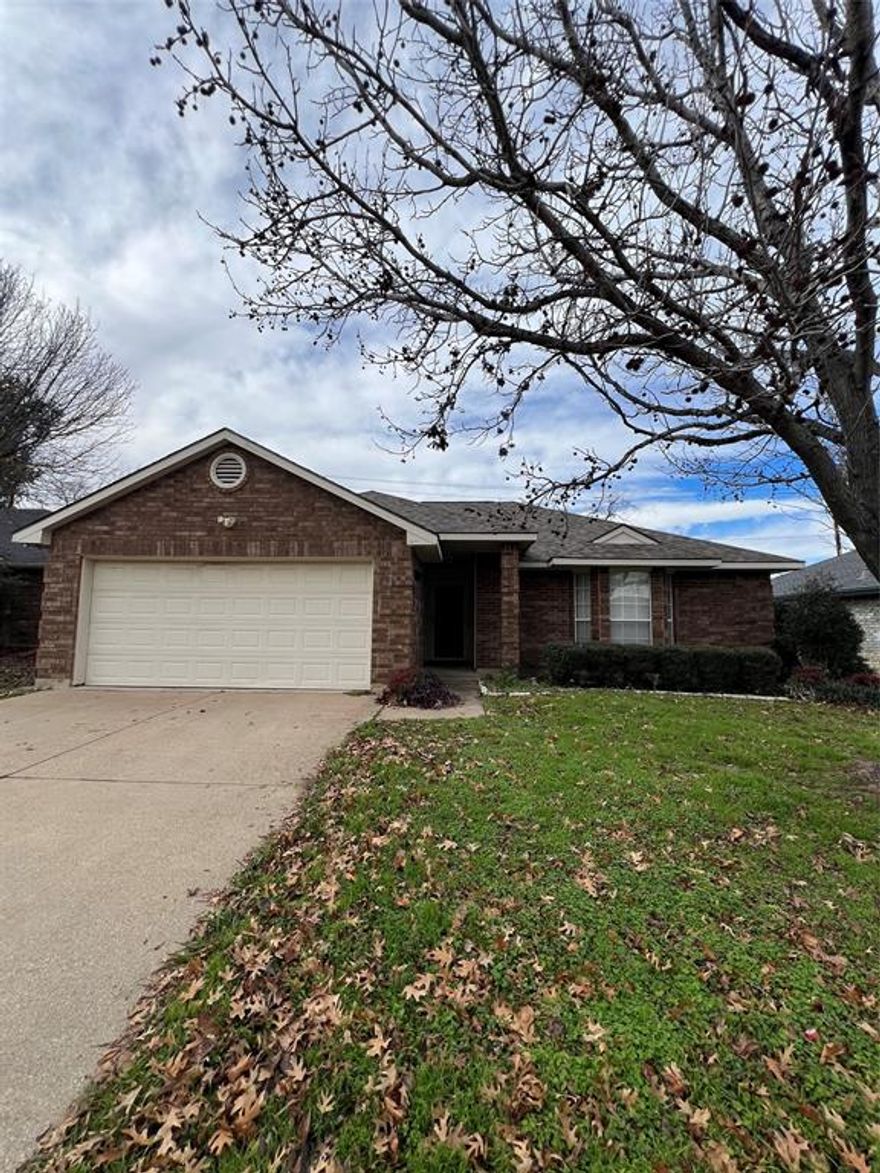 MOVE IN READY 3 bedroom, 2 bath 2 car garage home . A great location in a desirable neighborhood, a comfortable layout with a good-sized bedrooms and bathrooms. Spacious living room with gas fireplace. Breakfast bar looking in to the large kitchen with plenty of counter and cabinet space comes with stainless appliances. Gas cooktop stove. Built in microwave. Beautiful laminated flooring. Ceramic tiles in all wet areas. Updated included fresh paint, light fixtures, remodeled hall bath, new front fence and recently stained fence. Covered patio and good size backyard for your family to enjoy. Storage shed. Conveniently located near shopping and Joe Pool Lake.