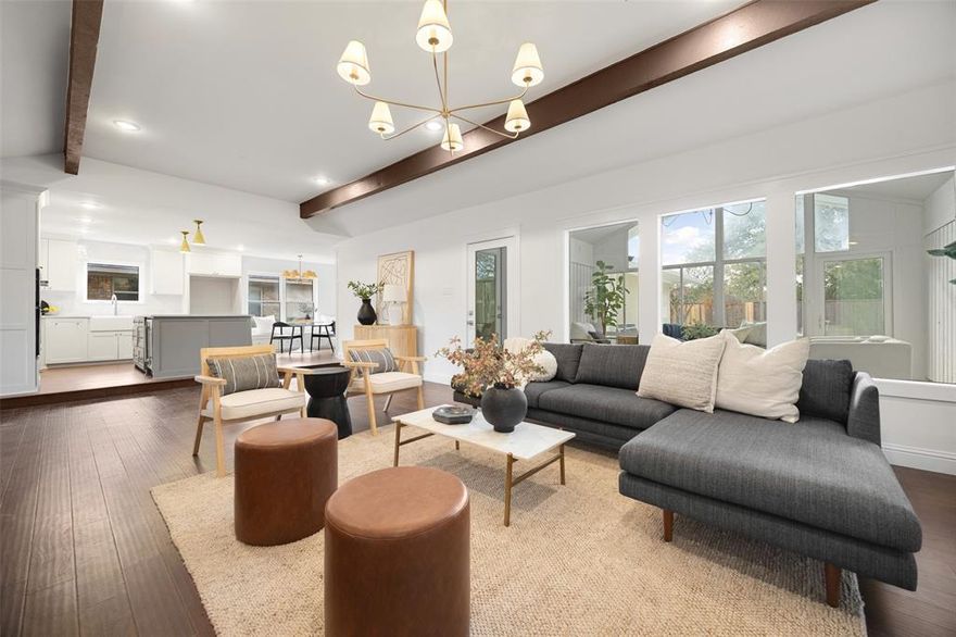 Welcome to your private oasis in the heart of Dallas! This beautifully renovated, 4-bedroom, 3-bathroom home by Wedgewood Homes offers a welcoming and inviting split-floor plan designed for both comfort and elevated living. Thoughtfully reimagined and upgraded throughout, the home features designer finishes, custom details, and a seamless blend of modern style and timeless elegance. The chef’s kitchen is a stunning centerpiece, equipped with premium appliances, tasteful finishes, and spacious countertops—perfect for entertaining or everyday living. The flex space with french doors can be used as an office or a dining area.The sunroom provides the perfect retreat to relax, unwind, or enjoy your morning coffee and has central heat and air.The spa-like primary suite is a true sanctuary, featuring elegant finishes, a luxurious bathroom, and peaceful views that create a private escape. Additional bedrooms are generously sized and beautifully appointed, offering flexibility for guests and family. Step outside to your exclusive backyard sanctuary—an amenity-rich outdoor oasis with a refreshing pool, green space, and plenty of room to entertain or enjoy quiet evenings under the Texas sky. This private retreat offers the perfect balance of relaxation and recreation.Located in a highly desirable Dallas neighborhood, this stunning, revitalized home delivers comfort, style, and sophistication in every detail.