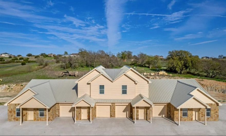 SPECIAL OFFER: Get 2nd month of rent FREE with lease starting on or before December 31st! Charming 3 bed, 2.5 bath townhome for lease. Enjoy the privacy of a private backyard. Built in 2022, this modern home features granite countertops and hardwood flooring throughout. The complex consists of 3 buildings with 4 units each, offering a cozy community feel. Additional amenities include an attached 1-car garage, walk-in closet in the master bedroom, covered parking for a 2nd car, and an in unit laundry room with full-size washer and dryer hookups. Refrigerator included! $50 monthly trash service, $50 monthly covered parking. Brock ISD. Located just past the Canyon West Golf Course with hilltop views.