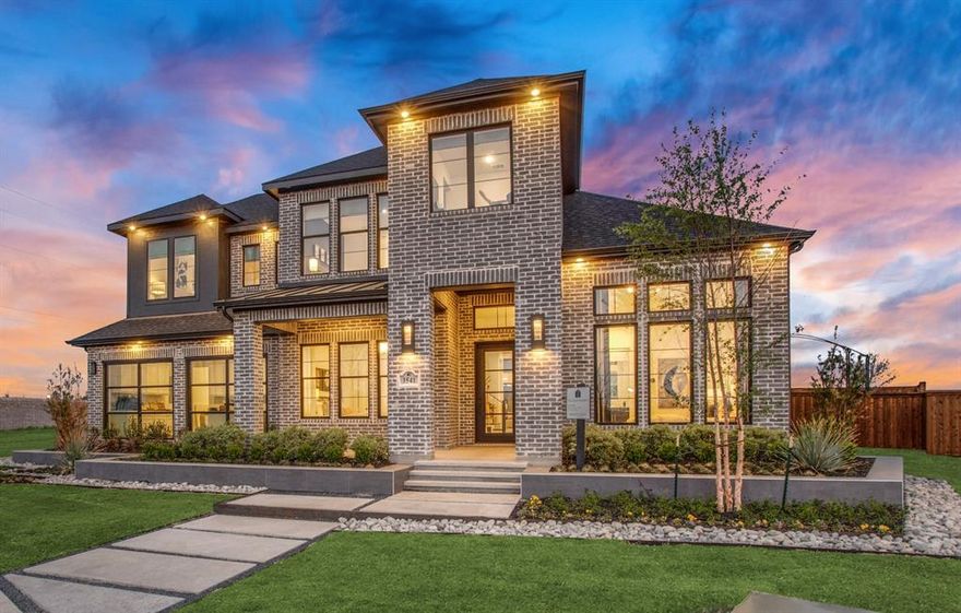 SOUTHGATE HOMES MONTGOMERY II floor plan.  The wait is over! Our highly anticipated model home is now available for immediate move in!  This Award-winning Montgomery II floorplan has every detail handpicked by one of Dallas’ best design firms with intricate detailing throughout. A bricked wall in media room, custom shelving in study, and private loft off an upstairs bedroom make this home stand apart from the rest. Model home purchase will include all appliances, drapes, window coverings, media equipment and the desk in the study. Furniture and other décor items are not included but can be purchased with model home.