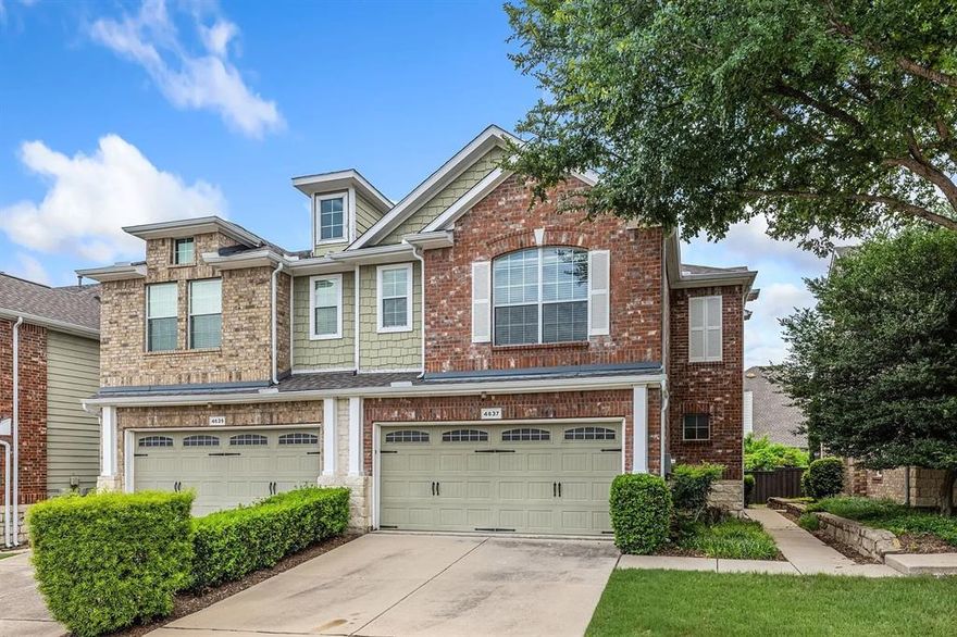 Hidden Creek Estates Townhome Backing to Greenbelt! Beautifully updated with fresh paint, new carpet and flooring, and remodeled baths. The kitchen features granite counters, stainless steel appliances, and a breakfast nook with custom built-ins. Two-story living room with soaring ceilings and wall of windows. Guest room with walk-in closet plus a versatile upstairs loft for office, media, or gym. Spacious primary suite with large walk-in closet. Low-maintenance backyard with patio and greenbelt views. Walking distance to community pool, minutes from Hwy 121, DNT, US-75, Stonebriar Mall, shopping, and dining.