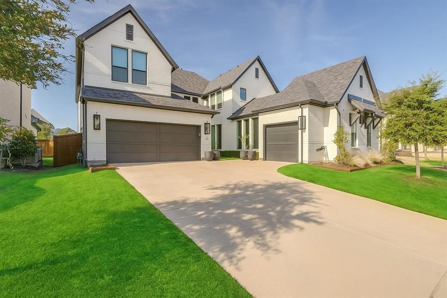 Step into contemporary comfort with this stylish 4-bedroom, 4.5-bath home built in 2021 by Tradition Homes. Every detail has been thoughtfully crafted, from the gleaming wood floors in the master bedroom and staircase to the seamless integration of a Control 4 home automation system. The kitchen boasts appliance upgrades such as a 36 inch Wolf range, a Sub-Zero Pro 48 refrigerator, Wolf drawer microwave, and Scotsman “Sonic ice” maker. You'll find this home designed to support both relaxing evenings and lively entertainment. The open layout flows easily from room to room, filling each space with natural light. Highlights in the living room include cast stone fireplace and motorized shades. Study has custom built-in bookcases. Bedrooms are spacious and paired with well-appointed baths, ensuring convenience and privacy for all. Meanwhile, the master suite invites you to unwind with both comfort and elevated finishes complete with motorized shades. . Enjoy relaxing in the spacious media room and having fun in the game room. The backyard is zero maintenance complete with turf making outdoor living a breeze. The three car garage floors have an epoxy coating. Beyond the front door, the community of Light Farms offers more than just a welcoming atmosphere. Located just minutes away from PGA, DNT, shopping, and dining, you get big city amenities with a small town feel. Located in Prosper ISD, Light Farms boasts amenities such as three community pools, fitness center, tennis pickleball courts, volleyball court, walking trails, camping area, ponds for fishing and paddle boarding, and a dog launch. HEB opening soon just outside of the community. For healthcare needs, Methodist Celina Medical Center is just up the road—because peace of mind shouldn’t require a long drive. If you’re seeking a home that balances smart features, quality finishes, and a community-oriented setting, this home checks all of the boxes.