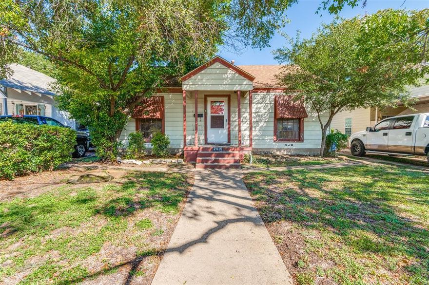 A delightful two-bedroom home nestled on a generous lot near the up-and-coming Oak Cliff area. The property boasts a private retreat in the back that includes a kitchen and would be a perfect guest home, Mother-In-Law suite, office, studio, or potential rental income.  The main home offers a classic charm that can be updated with your style! A long driveway allows for ample parking and has covered parking. The outdoor gathering area with the woodburning brick oven makes for great family time, outdoor dining, or entertaining your friends. The opportunities for this home are boundless! Easy access to major highways, and minutes from Down Town Dallas, shopping, dining, and entertainment including the Stevens Park Golf Course. Don't wait or this treasure will be gone! 

See Guest House measurements in Transaction Desk!
