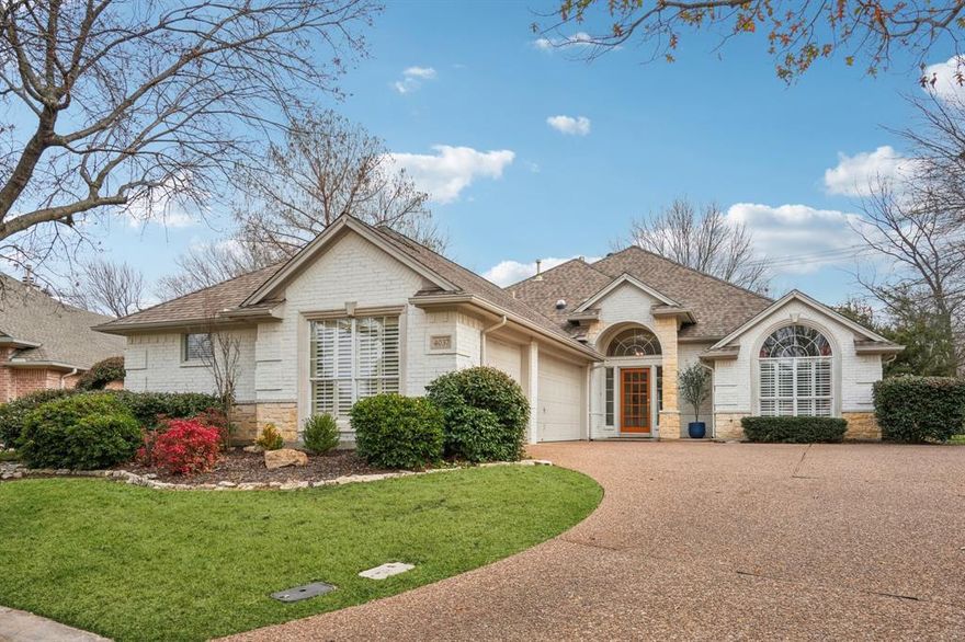 Gated neighborhood with friendly feel in the middle of the Metroplex. Front and backyard maintenance INCLUDED in the HOA for an easy lock and leave. Really the exterior always looks great with full sprinkler & updated painted brick that looks chic. Love the central location of this 76013 home with a close to new finish out. 

Single story split floor plan that is fresh and clean with finishes throughout that you normally see in brand new luxury construction. Don't miss the REAL hardwood floors that wear beautifully & quartz countertops with high end appliances in the kitchen. Even better than new ... this home offers a full green canopy out the windows on over a .35 acre pie shaped lot including spacious 3 car garage with additional driveway parking. Breakfast bar incorporated into kitchen to allow for an open flow throughout. This is really a perfect size between starter & mega that feels manageable for all ages.  You owe it to yourself to check it out in person.  Easy to show & move in quickly.