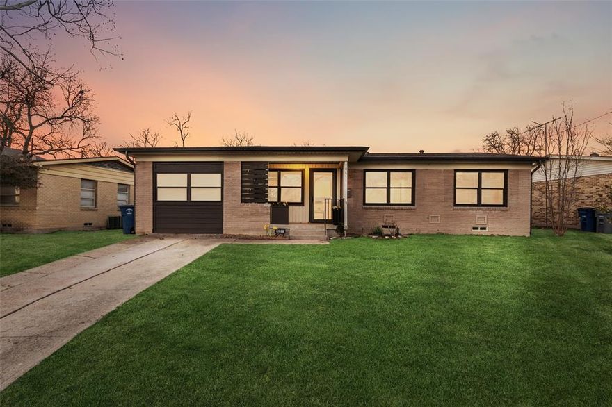 A must-see Mid-Century gem in east Dallas! The open kitchen is the heart of the home, featuring a large island, stainless gas cooktop, ample counter space, and abundant cabinetry. The primary suite includes a modern en suite bath with designer tile, custom cabinetry, anti-fog mirror, and a double walk-in shower. You'll also find a true walk-in closet and a dedicated full-size laundry area, rare for the neighborhood. A large secondary bedroom offers great flex space, perfect for an art studio, office, or playroom. Enjoy a spacious backyard with an oversized walk-in storage building, .21-acre lot with alley access, and an entertainer’s patio. Fruit trees including peach, apple, pear, plum, and fig and an assortment of wild herbs and perennial sunflowers complete the outdoor oasis. Over $40k in recent upgrades including a new roof, new PVC sewer line,  AC unit, cabinet, and line-set, and a new water softener and reverse osmosis tap.
