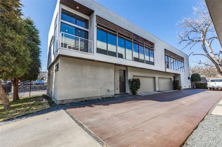 Contemporary Dwelling by Alan Kagan - Modern 2 BR, 2 BA, Two-Level Residence in Prime Dallas Location with no HOA - Live the City Life!
Discover sophisticated urban living in this rare corner-unit, single family home, perfectly positioned in a private cul-de-sac setting just moments from the heart of Uptown, Lower Greenville, and Knox-Henderson. Ideal for those craving the best of Dallas city life - vibrant dining, nightlife, boutique shopping, the Katy Trail, and endless entertainment - all without sacrificing peace and privacy.
This fabulous home boasts an open floor plan flooded with tons of natural light thanks to low-E windows and prime corner positioning. Real hardwood floors flow throughout the main living areas, leading to a chef-inspired kitchen featuring custom walnut cabinets, and sleek modern finishes. Both spacious bedrooms include en-suite baths for ultimate convenience, while the thoughtful layout offers two separate laundry rooms - one on each level for effortless daily living. Step outside to your own private yard area, a rare find in city living, perfect for pets to play or for enjoying morning coffee in a serene outdoor space. Additional highlights include energy-efficient design, modern aesthetics, and the exclusivity of a quiet, tucked-away community. Refrigerator, built-in microwave, and one set of high-end washer and dryer convey with the sale. Electric vehicle charger installed and ready for use in the garage. High end washer & dryer included.
If you're seeking low maintenance luxury with easy access to the city's hottest spots (like the life of the Oaklawn Strip), this home delivers the ultimate blend of style, comfort, and location. Feel right at home with friendly, outgoing neighbors who enjoy being social with one another. 
Don't miss your chance to own this exceptional urban retreat. Schedule your private showing today and start living the Dallas lifestyle you've always wanted!