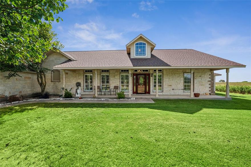 Country charm sitting on over 1.40 acres with minutes from Chisholm Trail Pkwy. This newly renovated custom design home has luxury features throughout such as extensive wooden beams in ceiling, wood flooring, walk-in showers with full marble walls , kitchen is a bakers dream with large island for prepping and entertaining guests. This home offers 2 primary bedrooms one primary has an office space with private door access and fireplace to enjoy. 2 guest size bedrooms.  Family room greets you as you enter the home with double sided fireplace. Flex room is great for an additional office space or a kids hangout area. Back covered patio is perfect for cookouts and drinking coffee before starting your day.  30 x 40 Shop with living quarters has space for all your tools and projects.  Additional 30 x 25 covered storage connects to shop.