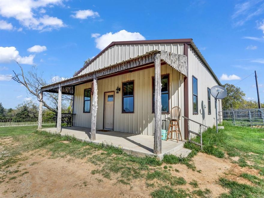 Saddle up and enjoy your morning coffee on the porch of this 10 acre turnkey horse property. The 2 bed, 1 bath barndominium, built in 2017, features an open-concept design, beautiful kitchen with granite counter tops, dedicated laundry room, and bonus room that can be easily turned into an additional bedroom or office space. Well-equipped for equestrians, the property offers a 6-stall shed row barn with a storage room and covered area for equipment or hay. Perfect for horses, show cattle, or 4H projects. Ample space for trailers and equipment, with a 30x50 Hookup spot and cross-fenced pasture and a pond that stays full year-round keep your animals happy. A functional, peaceful setup ready for you and your herd. Barndominium is currently rented as well as the RV hookup space for $850 a month. 

*Please note the surface easement on the property due to the cell tower* Contact agent with any questions regarding the easement in place.