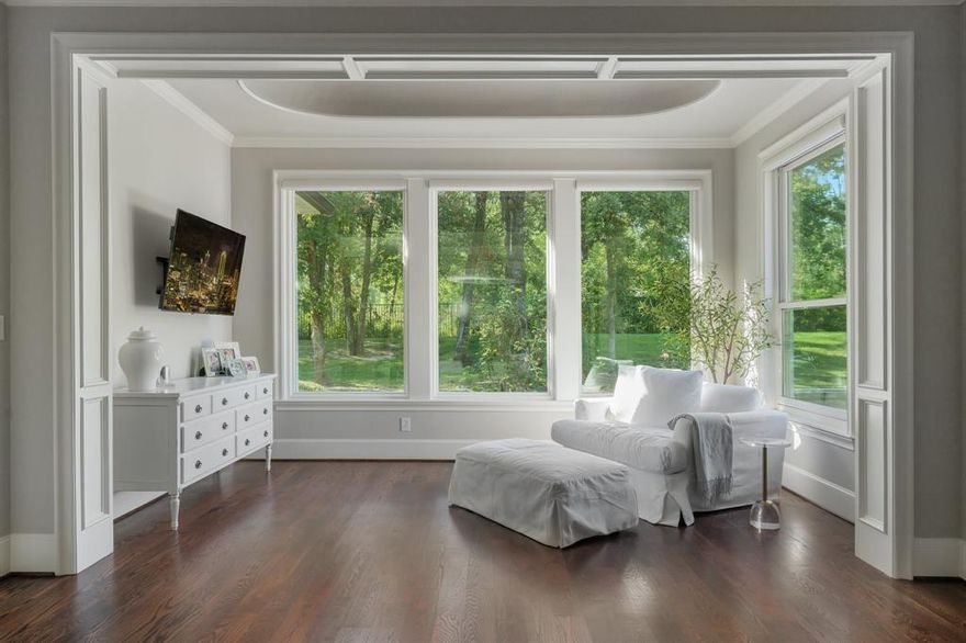 Amazing custom, North-facing, 1.5 story home perfectly situated on 2.5 acres with mature trees and landscaping. The architecture detail and designer finishes create a classic design that can be contemporary or transitional design.  The character this home has is impressive.  Enjoy spectacular views from every window of an expansive outdoor living area that connects you to the 988 SF guest home.  Guest house has a full kitchen, laundry room, living area and private suite with en suite. Primary residence is complete with 3 Bedrooms down, chefs kitchen, executive study and large family room, the second floor includes a study niche and large bedroom with en suite.  The large primary suite includes seating area, sit at vanity, large walk in shower, exercise room and large closet with built ins that connects to laundry room.  The attention to detail in this home does not stop at all of the custom trim and cabinetry.  It is a family friendly floor plan with space for all and everything.  There is an abundance of storage through out the home.  The mature trees and landscaping create a private estate and an oasis to retreat and relax.  Located near the heart of Argyle and in Argyle ISD.  This home is in the ideal location and is surrounded by like property.  Currently zoned Hilltop Elementary.