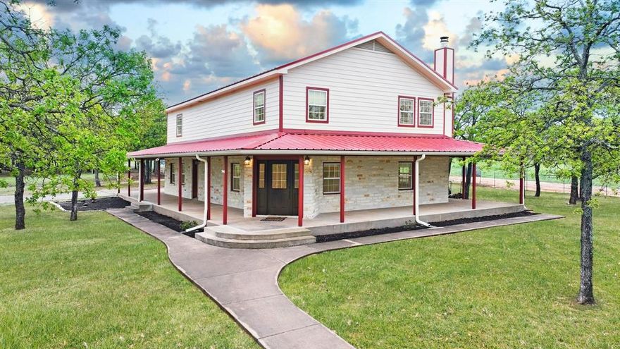 Just STUNNING! Turn key, Ag Exempt, 13.5 acre horse property located in Northwest Weatherford on a quiet cul de sac road. This beautiful property is across the street from the infamous Teton Ridge, TR9 Ranch! AMAZING location, views, and a unique opportunity to be in this area! Spacious split level home with the primary bedroom and bathroom downstairs, 3 bedrooms, game room, office and 2 bathrooms upstairs. The interior and exterior has been freshly painted, and new carpet in the bedrooms and game room. This home is in great condition and is ready for you and your animals to move right in! The entire property is fenced and cross fenced with treed pastures and a pond! There are 3 loafing sheds, a 2 stall lighted barn, with concrete area for feed storage.  The runs off of the split loafing shed and barn are pipe with welded no climb wire to help ensure the safety of your animals! This Impressive property, nestled amongst high end ranches, is a MUST see!