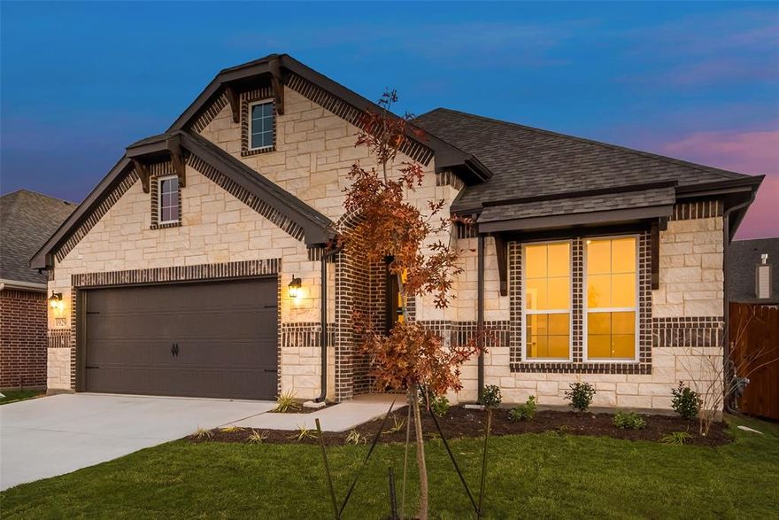 Our San Gabriel II Plan is a beautiful, open-concept floor plan with beautiful features, a large covered patio, great curb appeal, a study option with French doors, sealed gas fireplace, White Shaker Style Cabinets and an Accented Island Wrap, Blanco River Granite in Kitchen, Sile Stone quartz in baths, and a very generous amount of LVP flooring in all main living areas. Must see this home. ENERGY STAR CERTIFIED BUILDER!