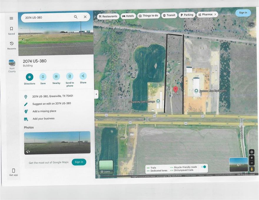 Commercial Use Land- this 9.16 approximate acreage comes  with utilities on site.  Highway and rail frontage. There is a 2,129 square foot home with carport that is being used as a Church.  All other out buildings will be excluded.