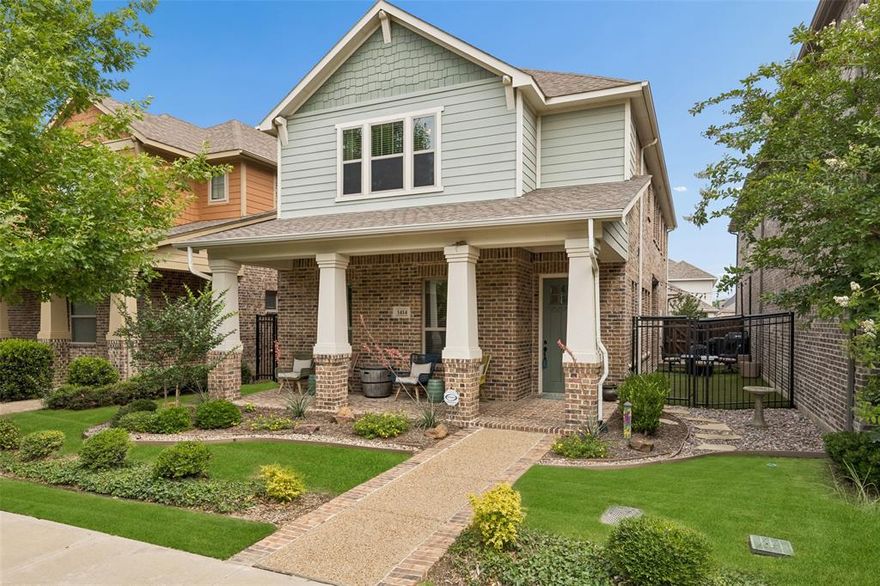 Welcome to this meticulously maintained 3-bedroom, 2.5-bath Arlington home in the highly desirable Viridian community. Perfectly positioned in the center of a beautiful greenspace with no street directly in front, this home offers peaceful surroundings, nearby guest parking, a community picnic area with string lighting, and convenient access to a neighborhood play park. Filled with modern elegance, soaring ceilings, and abundant natural light, the open-concept floorplan is ideal for both everyday living and entertaining. The welcoming living room flows seamlessly into the dining area and enviable kitchen featuring a large island with seating, built-in stainless steel appliances, abundant cabinetry, and a huge pantry with additional under-stairs storage. All bedrooms are located on the second floor along with a versatile additional living area and spacious utility room with sink. Every bedroom offers a walk-in closet, while the serene primary suite boasts two walk-in closets for exceptional storage. The oversized two-car garage accommodates both vehicles and a golf cart and features epoxy-coated flooring, overhead storage, and extra-high ceilings. Outdoor spaces shine with an epoxy-coated patio, Polywood grilling deck, artificial turf, string lighting, and convenient entry gates on both sides of the yard. Front yard mowing is included. Viridian residents enjoy outstanding amenities including multiple pools, splash pad, sailing center, fishing lakes, miles of trails, pickleball and tennis courts, fitness center, clubhouse, dog parks, playgrounds, community events, and a lakeside Biergarten with live music and outdoor seating. Conveniently located between Dallas and Fort Worth, this home combines comfort, convenience, and an exceptional lifestyle. See Documents for additional updates and features! 3D tour available online.
