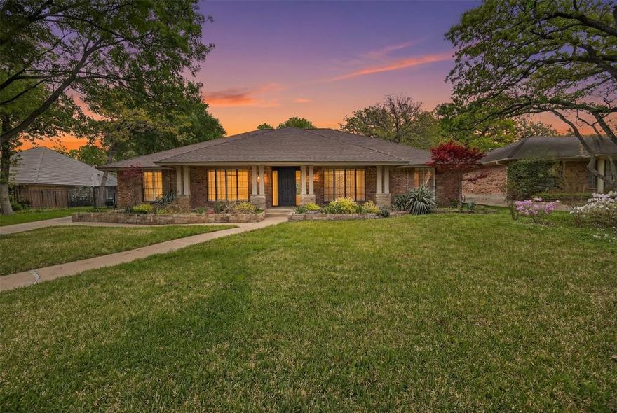 Motivated Sellers! Well-maintained ranch-style home on a desirable corner lot in Wimbledon Addition. This spacious 4-bedroom, 3-bath home offers a versatile layout ideal for both everyday living and entertaining. Features include formal living and dining areas, two fireplaces, and an expansive game room with wet bar and large picture window overlooking the sparkling pool and spa. Fresh paint enhances the main living areas, creating a bright and inviting atmosphere. The split in-law suite with private ensuite bath is perfect for guests or multigenerational living. Step outside to a fully fenced backyard complete with an electric gate, mature oak trees, lush landscaping, and a refinished rear-entry garage. Recent updates include a new HVAC system and a one-year transferable home warranty for added peace of mind. Don't miss this opportunity!