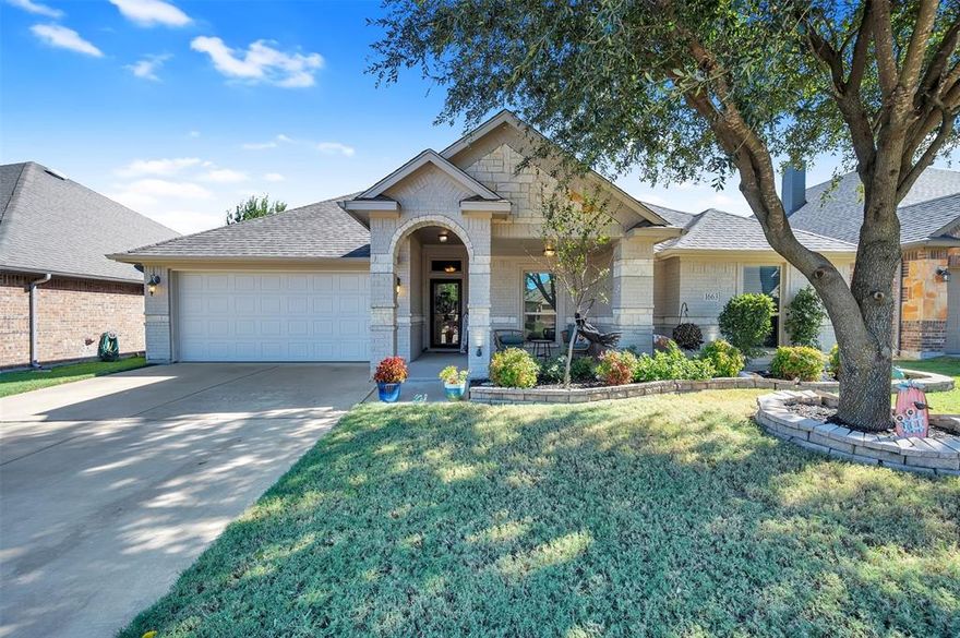 Well maintained 4 bed 2 bath in the desired Shannon Creek. You are greeted with a covered front porch leading you into the tiled entry and open concept floorplan. Master bed and bath is equipped with walk in closest, linen closest, dual sink and shower. Generous sized secondary bedrooms share a full bath and the 4th bedroom has beautiful french doors and would be great for an office study. Oversize garage, additional tuff shed storage, cozy patio and large grassed back yard and wood privacy fence.