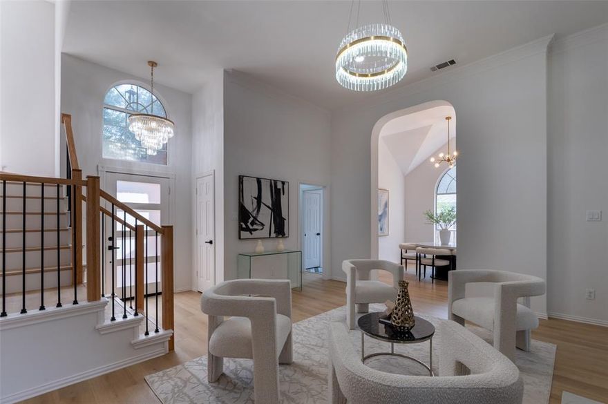 Welcome to this beautifully updated 4-bedroom, 3-bathroom home with a media room, located in a secure gated community with convenient access to I-30. Offering 2,825 square feet of thoughtfully designed living space, this home features a functional layout with two bedrooms and two full baths downstairs—ideal for guests or multi-generational living—and two additional bedrooms, a full bath, and a spacious media room upstairs. Situated on a large corner lot, one of the most desirable in the neighborhood, the home has been extensively upgraded throughout. Enjoy fully renovated bathrooms, brand-new flooring, a modern kitchen with new cabinetry and top-of-the-line Samsung smart appliances, and updated light fixtures in every room. The garage has been epoxied, and the front and backyard have been freshly landscaped with new sod, creating a move-in-ready outdoor space. With low HOA dues of just $662 a year, this home perfectly combines style, comfort, and location—all within minutes of shopping, dining, and major commuting routes. Don’t miss your opportunity to own this turnkey property in a prime location!