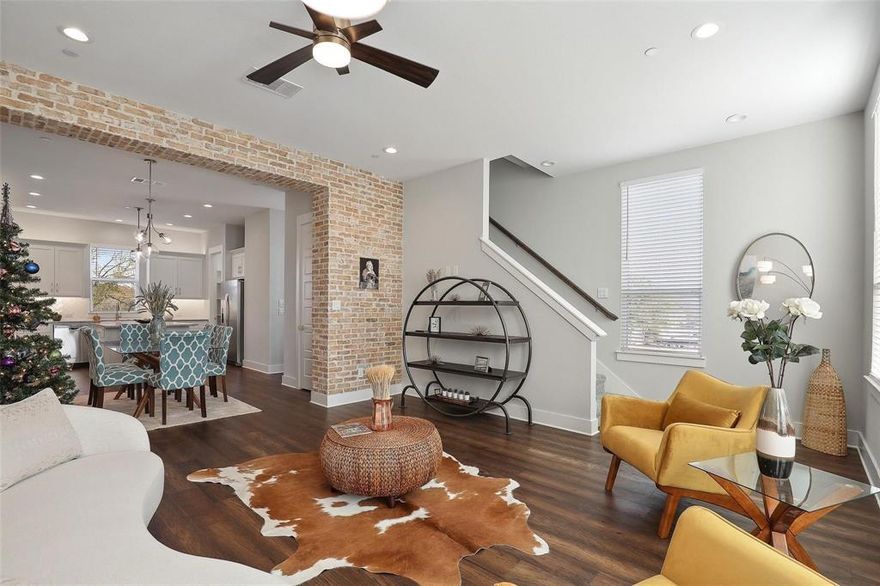 Welcome to the charming and exclusive brownstone community of Wes Wilters, nestled in the heart of the historic Old Town Lewisville District. This corner unit boasts a perfect blend of modern comfort and classic design. With 3 spacious bedrooms and 3.5 luxurious bathrooms, each bedroom equipped with its own full bath, this home offers the utmost convenience and privacy. Upon entering this inviting brownstone, you'll notice the attention to detail and the sense of security. The 8-foot high doors and 10-foot ceilings create an open and spacious atmosphere, providing a sense of grandeur and luxury. One of the standout features of this property is the complete Alexa automation. The interior of this brownstone is a perfect marriage of old-world charm and modern elegance. The exposed brick walls provide a classic touch, and the decorative lighting adds to the ambiance. Don't miss the chance to lease this beautifully designed brownstone! 6 and 12 month lease options available.