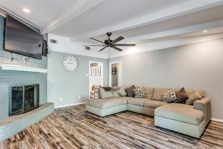 Welcome to your dream home! This Charming residence features 3 spacious bedrooms and 2 well-appointed restrooms, with laminate flooring throughout perfect for family living. Enjoy the convenience of two inviting living rooms, open concept eat in kitchen featuring granite countertops and stainless steel appliances. Along with a cozy breakfast area for morning gatherings. Nestled in a family friendly neighborhood, This home boast a fenced-in oversized yard and large covered patio, with a park nearby and easy access to South Fwy. Foundation was repaired and has transferable warranty. New roof was just installed. And new electric panel. Dont miss your chance to make this wonderful home your own.