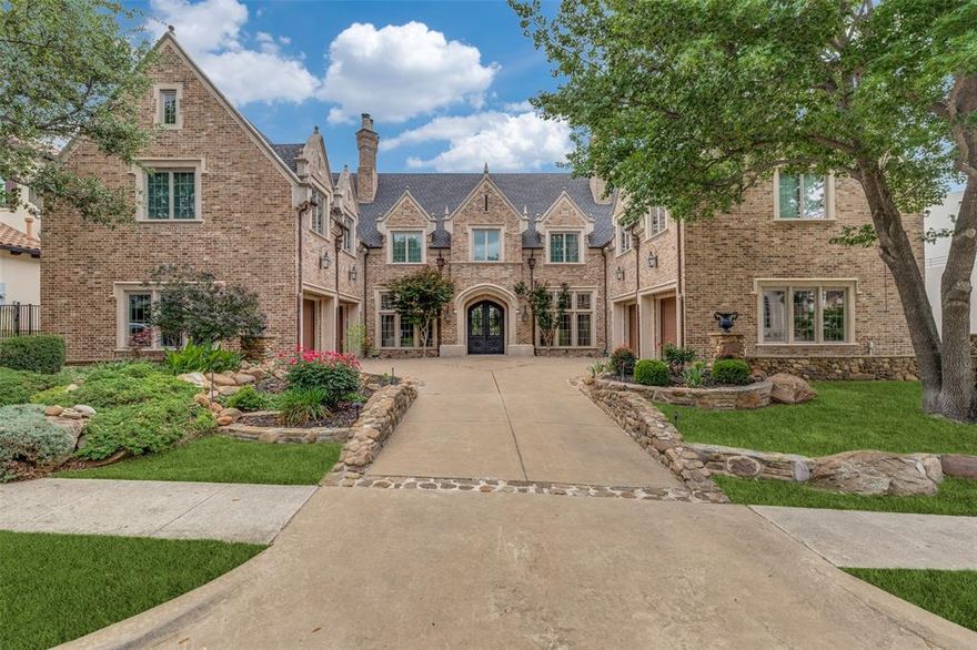 Elegant custom home on an expansive, beautifully landscaped lot in the highly sought-after Starwood community. The private backyard includes a pool, spa, rock waterfall, and spiral stairs to a second-floor balcony, making it ideal for daily use and entertaining.  Impeccable craftsmanship and a thoughtfully designed floorplan. The chef’s kitchen seamlessly opens to the spacious family room, highlighted by a stunning stone fireplace, rich wood-beamed ceiling, and a wall of windows overlooking the backyard oasis. The luxurious primary suite offers a cozy sitting area, fireplace, and spa-like bath with dual vanities. A guest suite with an en suite bath is conveniently located on the main level, along with a stately study featuring custom built-ins, a fireplace, and wrought iron French doors. Dual staircases lead upstairs, where you’ll find an expansive game room and media room complete with a wet bar, plus three generously sized bedrooms—each with its own en suite bath. Ideally located just minutes from The Star and Frisco’s premier dining and entertainment, this home offers the perfect blend of luxury, comfort, and convenience.