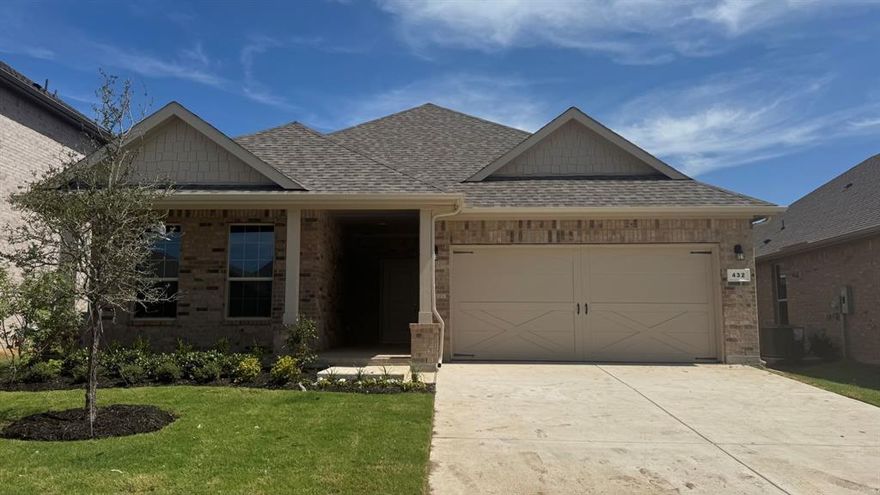 Available for a Quick Move-in!! Now selling in the new phase of D.R. Horton’s master planned community Morningstar in Aledo and Aledo ISD! Beautiful Portales 4-2-2 Open Floorplan-Elevation I. Complete and Move-In Ready! Great open concept Living, Dining and large Chef's Kitchen with seating Island, Granite Countertops, tiled backsplash, Pendant lights, undercabinet lights, stainless steel Appliances, gas Range and corner walk-in Pantry. Large Primary Bedroom with Quartz topped dual sink Vanity, garden tub, walk-in shower, and walk-in Closet. Quartz topped vanity also in 2nd full Bath. Designer Pkg including Tiled Entry, Halls and Wet areas plus Home is Connected Smart Home Technology. Front Coach Lights covered back Patio, partial guttering, 6-foot fenced backyard, landscape package with full sod and full sprinkler system. High-efficiency HVAC system and gas Tankless Water Heater. Resort style Pools, winding creeks, lakes and waterfalls, playground, amphitheater and more!