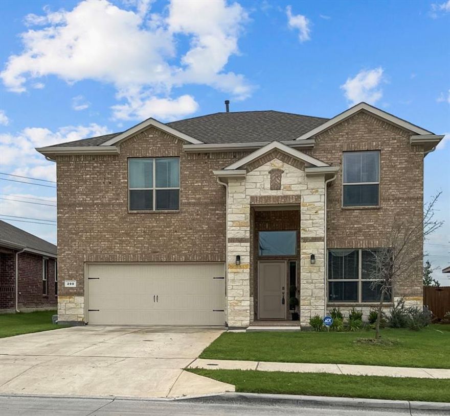 Don't wait for the timing of a new build! This spacious 5-bedroom, 4-full bathroom beauty is ready for new owners. Located in the sought-after Bluestem master-planned community, in award-winning Northwest ISD. As incentives, take advantage of the FHA 5.375 assumable interest rate, refrigerator, a 75 and 55 inch TV to convey. With two full bedrooms and 2 full bathrooms downstairs, 3 bedrooms and 2 full bathrooms upstairs makes this layout is perfect for a growing family wanting space or multigenerational living. You will experience BIG UPSTAIRS GAMEROOM and LOFT area—plenty of space for everyone to spread out and relax. The heart of the home is the open-concept living and dining area that flows effortlessly into the chef-inspired kitchen, featuring quartz countertops, stylish tiled backsplash, stainless steel appliances, a gas range, pendant-lit island, and a large walk-in pantry. Retreat to the luxurious primary suite complete with a dual-sink vanity, oversized walk-in shower, and a spacious walk-in closet. Other upgrades include: tankless water heater, designer extended tile flooring, smart home technology, partial gutters, front coach lighting, and more. Step outside to enjoy a peaceful covered back patio and fully fenced landscaped backyard with sprinkler system—ready for summer BBQs or quiet evenings. Enjoy all the amenities Bluestem offers: a resort-style pool, cabana, playgrounds, dog park, hiking trails, parks, and even a stocked fishing pond right at the entrance.