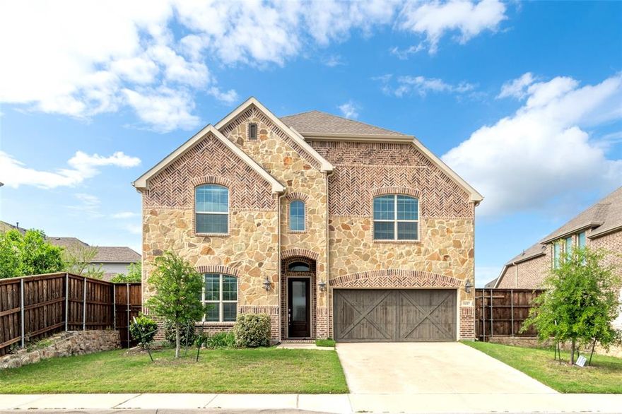 Stunning Lennar Next Gen Heritage plan with private in-law suite featuring its own kitchen, bedroom, and laundry—ideal for multi-generational living. Spacious 5BR, 3 full & 2 half baths with 2 kitchens, 2 laundry areas, 2 living spaces, plus game room and media room. Loaded with upgrades including 10-ft privacy fence with dual gates, whole-home ECOWATER softener, wood flooring upstairs, upgraded bathrooms and cabinetry, enhanced primary closet and dressing area, oversized laundry with sink, and touchless faucet. Open layout with high ceilings, quartz countertops, custom cabinets, and smart home features. Conveniently located near UTD and top private schools.