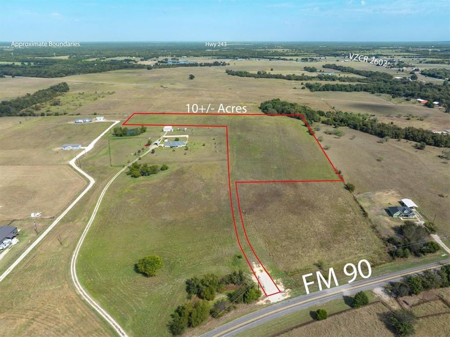 A beautiful 10.01 ac tract of land off FM 90 in Mabank ISD.  This piece of land is perfect for you to create your dream home! plenty of room for family, garden, and growth.  The land has a shared entrance off FM 90, then veer to the left and drive back to the large open acres of land.  Come check out this open palate of land and create your own Home Haven!