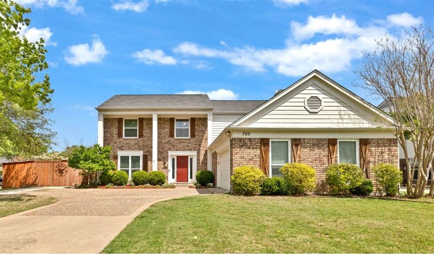 This inviting corner-lot home combines exceptional curb appeal with the financial advantage of Hurst city taxes and the prestige of highly sought-after Birdville ISD schools—including Porter Elementary, Smithfield Middle, and Birdville High—further enhanced by extra parking specifically designed for a boat or RV. The spacious downstairs layout is tailored for effortless living, featuring two dining areas and two living spaces that flow seamlessly into a bright kitchen with an abundance of integrated storage. The main living room offers a sophisticated touch with remote-controlled shades and a classic marble fireplace with a wet bar, while the entertaining space extends outdoors to a large covered patio overlooking a tranquil koi pond. Upstairs, modern updates elevate the interior, including brand new LVP flooring in the primary ensuite bath, new fixtures and a beautifully redone secondary bathroom. Adding to the home's long-term value, the HVAC system has been upgraded for 410A refrigerant. While the home is ready for its next chapter and the living room television is negotiable, please note that the koi fish and the spa-hot tub do not convey.