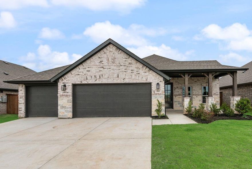 MLS# 21181340 - Built by Risewell Homes - Ready Now! ~ This beautifully designed home in Granbury offers a spacious, modern layout that blends comfort, functionality, and everyday livability. The open-concept kitchen, family room, and breakfast nook create a bright, connected living space perfect for both entertaining and daily life, featuring pendant lighting, exterior-vented cooking, and a warm electric fireplace that anchors the family room. The private primary suite is thoughtfully positioned for comfort and privacy, offering a generous bedroom, a well-appointed ensuite bath, and a large walk-in closet. A dedicated study provides a quiet, flexible space ideal for working from home, studying, or creating a private retreat. Two additional bedrooms and a full bathroom offer comfortable accommodations for family or guests. With a covered patio for outdoor living, a welcoming front porch, a functional utility room, and a three-car garage, this home delivers smart design, versatility, and timeless appeal in a layout built to truly live well.