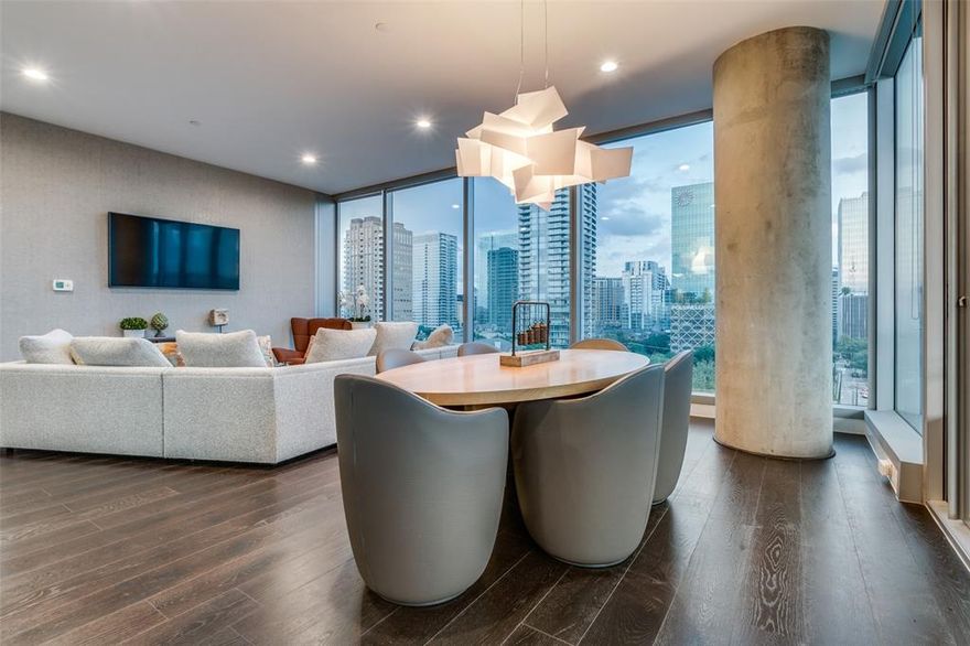 Experience elevated living in this stunning 3-bedroom, 3.1-bath residence offering 2,114 square feet of refined luxury. Residence 901 features floor-to-ceiling windows framing sweeping views of the city skyline, seamlessly blending indoor elegance with vibrant urban energy.This thoughtfully designed home boasts two spacious primary suites, each with spa-inspired ensuite baths featuring soaking tubs, dual vanities, walk-in showers, and custom closet systems by California Closets. An additional bedroom with its own ensuite bath provides comfort and privacy for guests. The open-concept living area is flooded with natural light, accentuating sleek contemporary finishes and high-end details throughout. The gourmet kitchen is a chef’s dream with premium Miele appliances, custom cabinetry, and an oversized island ideal for both everyday dining and entertaining. Step outside to a wraparound terrace with a fireplace — perfect for relaxing evenings or stylish gatherings with the city as your backdrop. Additional highlights include a private 2-car garage and access to Bleu Ciel’s world-class amenities: 24-hour concierge, valet service, a state-of-the-art fitness center, resort-style pool and spa with sauna, wine room, and a private yoga studio.