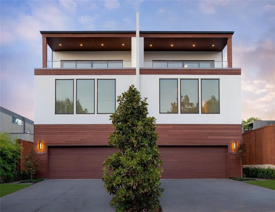 New construction contemporary stunner in sought after Northern Heights near the Katy Trail. Built by Harwood Homes, this 3-level SFA urban oasis blends transitional & modern with its stucco, stone & wood, stylish chic interiors & state-of-the-art amenities. Soaring 10ft ceilings, floor-to-ceiling windows & white oak hardwoods reveal an open living concept with a 1st floor study & quartz culinary island kitchen anchoring an expansive living-dining room with fireplace, opening to a scenic terrace & striking spa pool. Luxurious master retreat offers its own balcony & His & Hers gorgeous baths. 3rd lvl game room & large balcony offers flexibility of a private guest suite & its rooftop deck boasts chic entertaining.