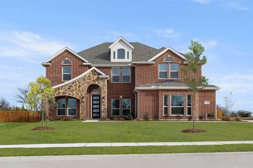 MLS# 21081661 - Built by First Texas Homes - Dec 2025 completion! ~ Discover this stunning 5-bedroom, 3.5-bath home with a spacious 3-car garage and 3,896 sq ft of luxurious living space. The elegant curved staircase with Juliet balcony welcomes you into a home featuring a dedicated study, media room, and a large game room. The gourmet kitchen boasts a California island, granite countertops, stainless steel appliances, double oven, and a butler’s pantry connecting to the dining area. Enjoy wood flooring downstairs and a covered patio perfect for entertaining. Schedule your tour today!