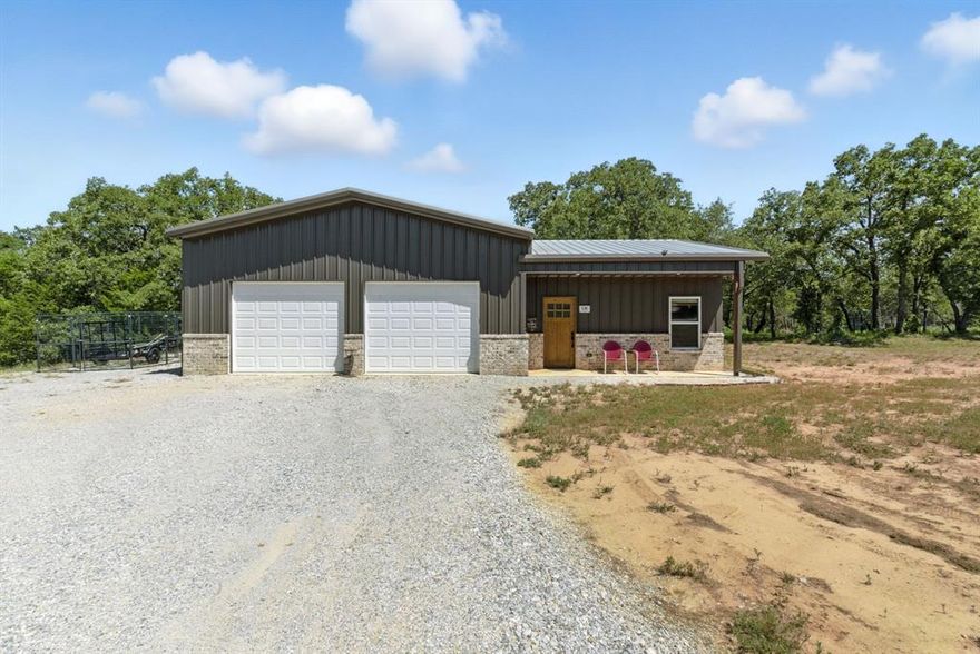 Escape the hustle and bustle and discover this newly built 1-bedroom, 1-bath barndominium perfectly situated on 2 acres in The Ranches of Rolling Hills. This charming home offers the perfect blend of country living and modern comfort with plenty of room to expand or build your dream home.

Step inside to find a thoughtfully designed living space, featuring a kitchen with butcher block countertops, decorative tile backsplash, and open shelving for a stylish yet cozy feel. The bedroom is generously sized with its own mini-split AC, a walk-in closet, and easy access to a spacious bathroom with a large walk-in shower. A utility closet with stackable washer and dryer keeps things convenient and efficient.

The property also boasts a versatile attached shop with two insulated roll-up doors, spray foam insulation, and 12-foot-wide sidewalks, providing ample space for storage, hobbies, or projects. With a private water well, mostly cleared acreage, and direct access to the LBJ Grasslands for horseback riding and trail adventures, this property offers endless possibilities.

Located just minutes from Decatur for shopping and dining or a short drive to the DFW Metroplex, this home gives you the peace of the country with all the conveniences of town nearby. Whether you’re looking for a weekend getaway, a cozy homestead, or a future build site, this property checks all the boxes.