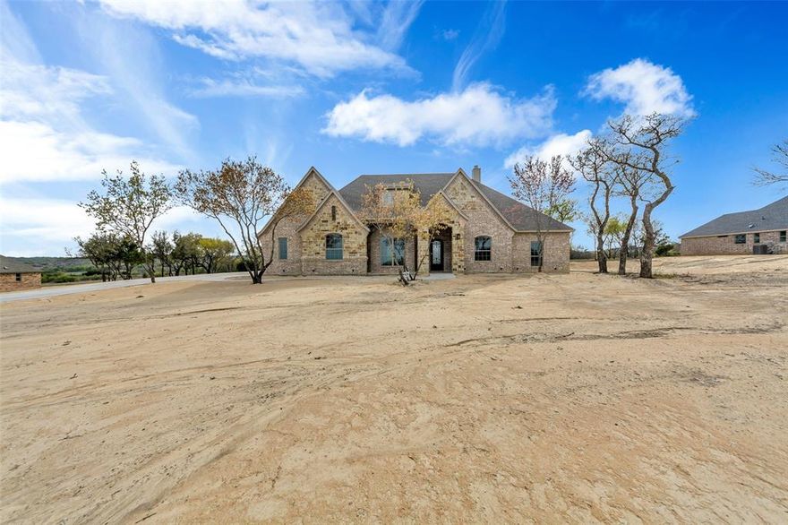 New construction, just finished and ready for move in! Spacious 2813 square feet 4 bedroom 2.5 baths with formal dining and game room. Split bedroom floor plan. Upgrades include 3 car garage, custom cabinetry, granite counter tops, stainless appliances, decorative lighting and designer touches throughout. Located on 2 acres with views from the front and trees and privacy in the back. A must see!