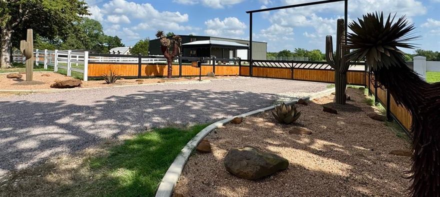 Barndominium with horse stalls on 8.4 acres. Gorgeous property with pastures and a pond, fenced in pipe and 5' no climb horse fence and white vinyl in the front. The barn area has 4 stalls, but could add more. Or, it could be your RV barn, or paint booth, whatever you need it for. Outside is a 2 stall barn with runs. Round pen set up and area for large arena. Electric double gated entry. Extra land available. Hi speed underground cable for internet and great water pressure. Small 3 bed, 2 bath apartment has been renovated to be a fun, cute place to live. The flooring is a high grade wood look vinyl plank, new granite counters and island that is a custom made metal base to match the custom staircase. The new appliances are the dark stainless. Frig has water and ice in door, the stove is a double oven. All match a beautiful bronze farmhouse sink. Downstairs bathroom has a new large tile and rock shower, and glass bowl sink in vanity. New wood look tile in both bathrooms. New Led lighting in the house. The apartment is 1280 sq ft and an extra 2,320 sq ft in the barn. Barn has 3, 12' roll up doors, 2 are electric. 3 walk thru doors. Tons of ventilation. New Led lighting inside barn. The outdoor patio is made to entertain. L shaped and covered. Lovely place to enjoy a little margarita time!! Most of the work has been done on a large pad site for large barn and arena. This property can be purchased as 8.4 acres or 18 acres with additional pastures and rv or home water and power. Additional $650K for extra 9.5 acres. Second matching entrance also.