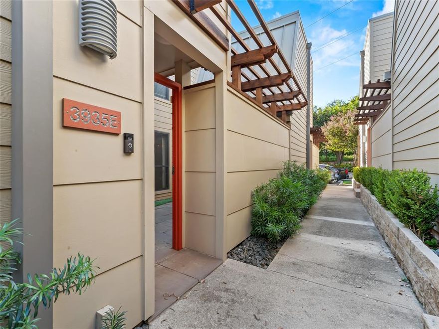 **Step this Gem of an Updated Condo at Bristle Cone Townhomes Condos in the heart of Dallas, along the Katy Trail, where Lifestyle and Location speak Volumes! Enter this beautifully renovated and designed Condo through a charming front Courtyard that sets the tone for for modern contemporary vibes!  With plenty of space, this 1,053 SqFt residence has an amazing layout with wood flooring on both levels, slate tile, and NO CARPET! Downstairs features abundant natural light, an inviting Living Room space w-cozy woodburning Fireplace, flowing into an expanded Kitchen with custom modern cabinetry, stainless steel lower cabinetry, wood-look upper cabinets, stylish tiled backsplash, farm sink, stainless steel appliances, built-in refrigerator, an oversized island and dining space! Plenty of additional cabinetry, with pull-out pantry drawers and ample counter space. The updated downstairs half bath includes built-in space for a your washer-dryer.  Ascend to the Upstairs to the Primary Bedroom featuring custom built-in closets, and the split secondary Bedroom with a large walk-in Closet.  The beautifully updated full bathroom includes tiled shower, stylish cabinetry and lighting!  Outside you have two assigned parking spaces and access to the community pool, fitness center and clubhouse. And most conveniently...Just steps from the Katy Trail to enjoy nature, green spaces, an serene walking paths! Also enjoy easy walk to West Village, Knox District, and plenty of shopping, dining, and grocery stores in this vibrant Dallas neighborhood!