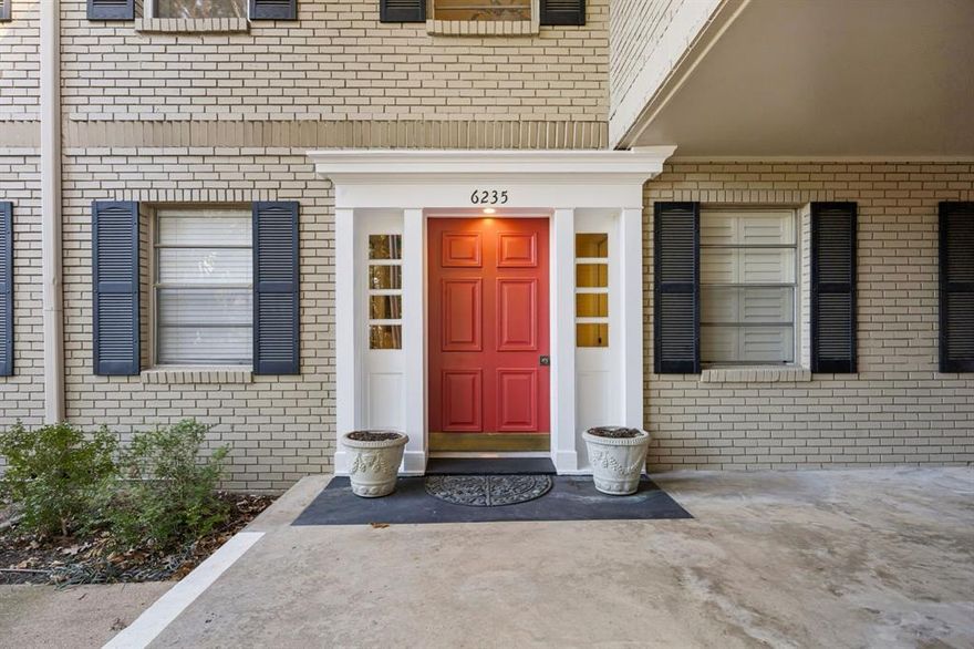 Welcome to Harcourt House behind the pink wall. This unit is the largest in the complex with over 1800sf and has a large, dedicated office or second living space with a wall of built in shelving. Oversized rooms and bedrooms with plantation shutters. Large kitchen with plenty of room for an island or breakfast table. Both Primary bedroom and secondary bedroom with large full baths. Full size laundry area with room for a side by side washer and dryer as well as storage. Two dedicated covered parking spots behind the unit with an additional rear entry. Incredibly desirable location close to prime shopping and dining. The community pool is just steps away from the unit. All utilities are included in the HOA dues!