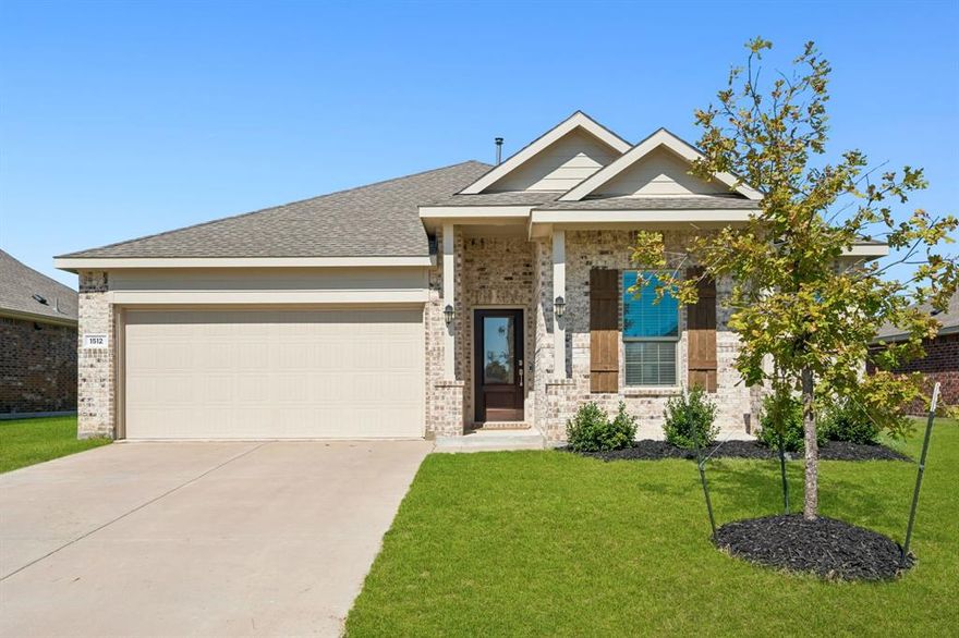 Welcome home to this beautifully maintained single-story 2021 Lennar home in Anna! Featuring 4 bedrooms, an office, and 2,010 square feet of thoughtfully designed living space, this home offers an open floor plan perfect for everyday living and entertaining. The main living area overlooks the spacious backyard and flows seamlessly into the kitchen with granite countertops, a large island, breakfast bar, walk-in pantry, and gas range. Luxury vinyl plank flooring adds a modern touch, and carpet in the secondary bedrooms. Carpet is being replaced in the primary bedroom and one of the secondary bedrooms for a fresh start. The primary suite includes a walk-in closet, dual sinks, and a walk-in shower. Enjoy outdoor living with a covered front porch and a large backyard with a covered patio—ideal for relaxing or hosting gatherings. Additional highlights include a new roof being installed in November 2025, brick exterior, and a front-entry 2-car garage. Conveniently located near schools, parks, and shopping, this home is move-in ready and waiting for you!  **Seller is offering a $3500 incentive towards a rate buy down or closing cost with an acceptable offer**