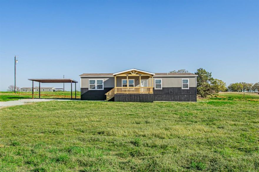 Welcome to your dream escape—where brand-new construction, modern style, and wide-open space come together in the best way possible! This home is filled with natural light and designed for the way you live. The open-concept layout creates an effortless flow, making every space feel bigger, brighter, and more inviting. There is room for everyone to spread out and feel at home. The private primary suite is a true retreat—featuring its own bathroom and a large walk-in closet you’ll absolutely love. Get ready to fall for the kitchen—the heart of the home—complete with a full appliance package (refrigerator, range, dishwasher) and a center island that’s perfect for hosting, cooking, or just hanging out. Right off the kitchen, a cozy den with outdoor access gives you that extra flex space everyone wants. And the oversized living room? It’s ready for movie nights, gatherings, and making memories. Then step outside… and it only gets better. Set on 4.31 acres, this property gives you the space, privacy, and freedom you’ve been looking for. Bring your ideas, your and your vision—there’s room for it all. Enjoy peaceful surroundings, quiet nights, and that “away from it all” feeling. Bonus perks? You’ve got them: private well, private septic, carport, large decks, a 1-year manufacturer’s warranty, and NO HOA! Opportunities like this don’t come around often. Brand-new, move-in ready, acreage, and location—this one checks every box. 

FHA, VA, USDA, and Conventional Loans are welcome!

All information is deemed reliable, and the buyer and buyer’s agent are responsible for verifying all information, including but not limited to the status of construction of the home, lot dimensions, easements, school district, and subdivision restrictions. It is the responsibility of the buyer(s) and the buyer(s) agent to verify the status of completion prior to scheduling site inspections. Some pictures may have AI-generated alterations; interior photos are of a staged model home.