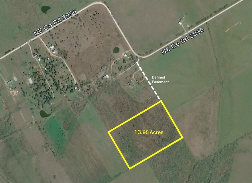 Buyer will have to call Navarro County Coop Electric about service and Chatfield Water about meter.  Bring your cows, chickens, horses and you can have a mobile home if it is no older than 5 years old.  Buyer will have recorded easement for access to property.
Seller may consider Owner Financing. ADDRESS IS INCORRECT, SHOULD BE, TBD NE County RD 2050.