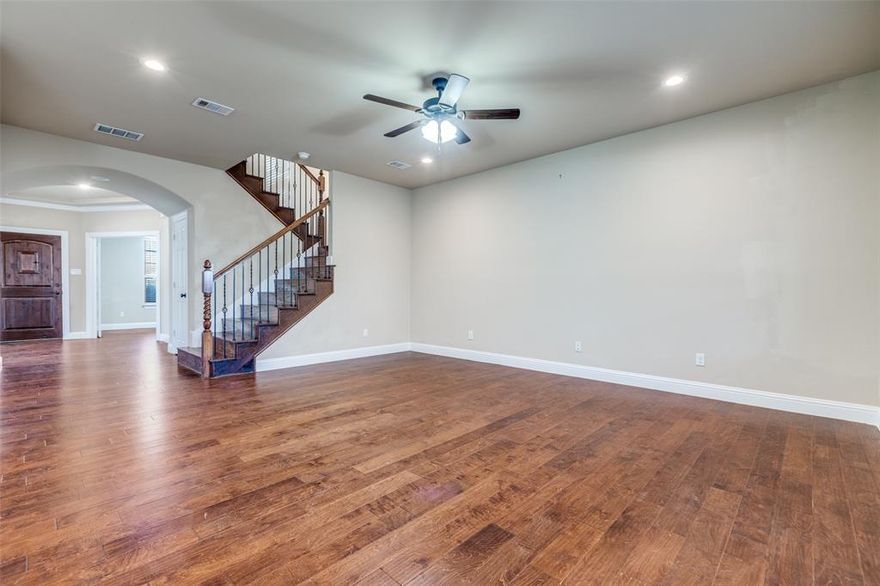 Elegant two-story home for rent, perfectly located within walking distance to the charming Old Downtown McKinney. This home offers a modern layout with thoughtful details throughout. Downstairs features a formal dining room accented with wood beams, a private office, and a full bathroom. The kitchen is a chef’s dream, complete with a gas range, white cabinets, granite countertops, and an open layout that flows seamlessly into the breakfast nook and living room—ideal for entertaining. Step outside to the backyard with a covered patio, storage shed, and a grassy area perfect for kids or pets. Upstairs you’ll find a spacious game room, a luxurious master suite with a spa-like bathroom featuring a double sink vanity, frameless glass shower, and separate bathtub. Three additional bedrooms offer plenty of space, two with walk-in closets, along with a conveniently located laundry room. Built in 2018, this well-maintained home in a prime location is ready for you to move in and enjoy McKinney living at its best!