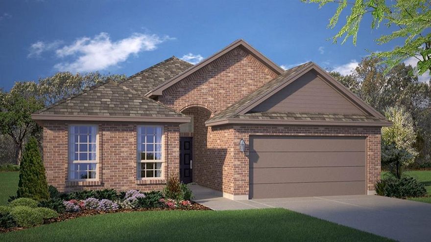 Beautiful new D.R. Horton home in the Vista Point community located in Grandview and Grandview ISD! The single-story Oxford floorplan Elevation H, with an estimated Summer completion, offers 4 bedrooms, 2 bathrooms, and a 2-car garage with an open-concept layout that connects the family room, dining area, and kitchen for a functional and inviting living space. The kitchen features quartz countertops, 36” painted cabinets with crown molding, stainless steel appliances, an electric range, stainless steel drop-in sink, a center island, and a walk-in pantry, providing both convenience and style for everyday cooking and entertaining. The private primary suite features an en-suite bath with dual quartz vanities, an oversized shower, and a walk-in closet located off the bathroom. Quartz vanity tops are also included in the secondary bathroom, while luxury vinyl plank flooring is installed throughout all main areas and wet zones for enhanced durability and design continuity. Built with energy-efficient construction and equipped with America’s Smart Home Technology, this home also includes exterior features such as a covered back patio, full sod, sprinkler system, privacy fencing, and landscaping. Vista Point is more than just a place to live; it's a place to connect with your neighbors and create lasting memories. Our community amenities will include a sparkling dog park, a scenic walking trail, and a park with a playground for the kids. Imagine relaxing with your furry friend at the dog park, unwinding on a leisurely walk along the trail, or watching your children's laughter fill the air at the playground.