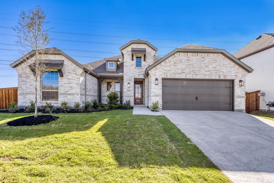 Welcome to this stunning one-story brick home, designed for both comfort and elegance. The large master bedroom offers special comfort and opens to a luxurious master bath with two separate sinks, a large soaker tub and shower. There are two additional spacious bedrooms and another full bathroom plus a half bath for guests. There is ample room for the entire family. The living area opens to a beautiful well-equipped kitchen with a large island and dining area with large windows overlooking the backyard. The dedicated private study is ideal for working from home. The optional flex room provides even more comfortable entertainment space as a media or game room. The 3-car tandem garage has room for a larger vehicle and plenty of storage space. Outside the home there is a covered patio for outdoor grilling and relaxation. Other community amenities include a walking track, parks, playgrounds, and a pavilion for entertaining and grilling. The Wellington subdivision is in the highly rated Northwest ISD schools which are very close to this home. This special single-story property is available April 2026!