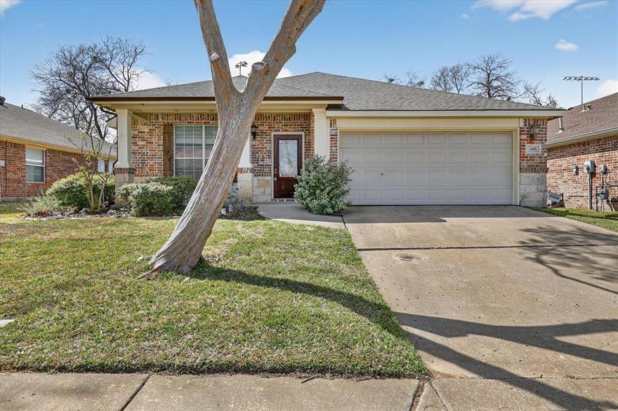 Charming 3-bedroom home situated in the sought after Wynngate in McKinney and zoned to acclaimed Frisco ISD. The prime location offers easy access to Highway 121, shopping, dining, and everyday conveniences including HEB just minutes away. The walking distance to elementary school, Gabe Nesbitt Community Park and a nearby library adds even more convenience to this exceptional location. Built by renowned builder David Weekley, the home features thoughtful design and quality craftsmanship throughout. Fresh interior paint enhances the bright and inviting atmosphere. The formal dining room, highlighted by elegant entrance pillars and French doors, seamlessly connects to the open-concept kitchen and spacious living area. The large living room features a cozy fireplace and vaulted ceilings, creating an airy and welcoming space for gatherings, The kitchen boasts a center island and ample storage. The primary suite is a private retreat, boasting generous dimensions, a walk-in closet, an en-suite bath with dual sinks, garden tub and separate shower. A versatile open space between the two bedrooms can serve as a study or game room. The home features no carpet throughout. Step outside to a covered patio overlooking the backyard, which backs directly to Gabe Nesbitt Community Park—providing  easy access to outdoor recreation. Recent updates includes fresh paint, HVAC -2020, Hot water heater - 2025. This well-maintained home combines location, upgrades, and functionality—an exceptional opportunity you won’t want to miss!