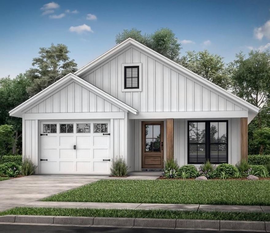 Charming Modern Farmhouse with cottage appeal and smart design! This 3 bed, 2 bath home offers 1,292 sq ft of efficient living space. Features include board and batten siding, covered front and rear porches, a vaulted living room, an open kitchen, and a dining area with a pantry. The home will also include a 1 car garage with locker entry and laundry. The private owner’s suite includes a tray ceiling, walk-in closet, and en suite bath. Stylish, functional, and full of character! Builder is offering 8K in seller credits when using our partnered lender to purchase the home.