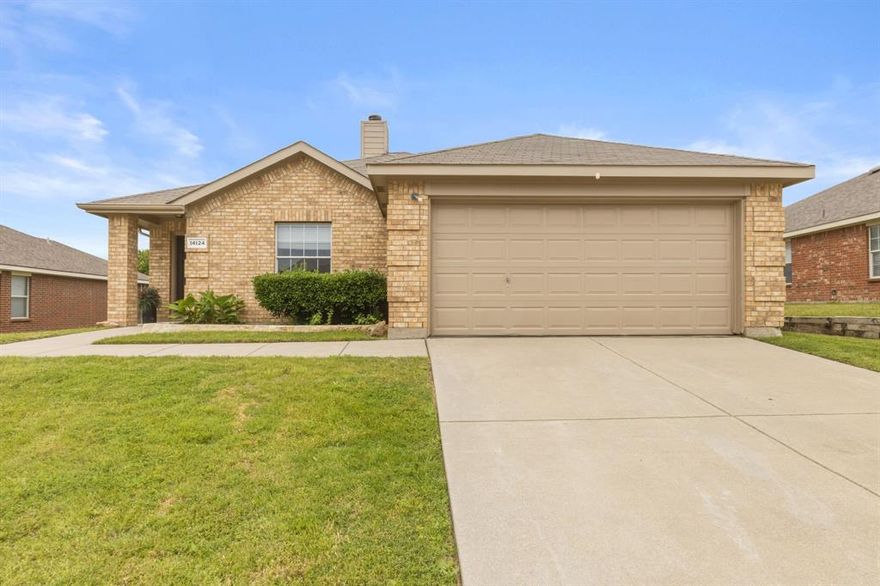 Move-in ready home located in the highly sought-after Northwest ISD! Thoughtfully renovated and exceptionally maintained, this home features a brand-new HVAC system, fresh interior paint throughout, and a full roof replacement completed in 2020. Step inside to an inviting open-concept layout where the kitchen overlooks an oversized living area filled with abundant natural light, creating a warm and welcoming atmosphere. The main living space and owner’s suite both feature impressive 9-foot ceilings. The private owner’s suite offers a large walk-in closet and spacious ensuite bath complete with a large garden tub and separate walk-in shower. Split secondary bedrooms provide added privacy and flexibility for kid's bedrooms or even a home office setup. The garage has been upgraded with custom ranch-style stamped concrete, making it the perfect space for a workout room, workshop, or future man cave. Outdoors, enjoy the extended stamped concrete patio with plenty of room to add a future covered patio. Sellers have also added a massive storage shed for extra outdoor storage and functionality. Enjoy all the amenities this established community has to offer, including a community pool with splash park, playground, tennis courts, jogging trails, and even a hockey rink. Your opportunity to join an established neighborhood, with loads of amenities, in Northwest ISD Top-Ranked school district has arrived. Welcome Home!