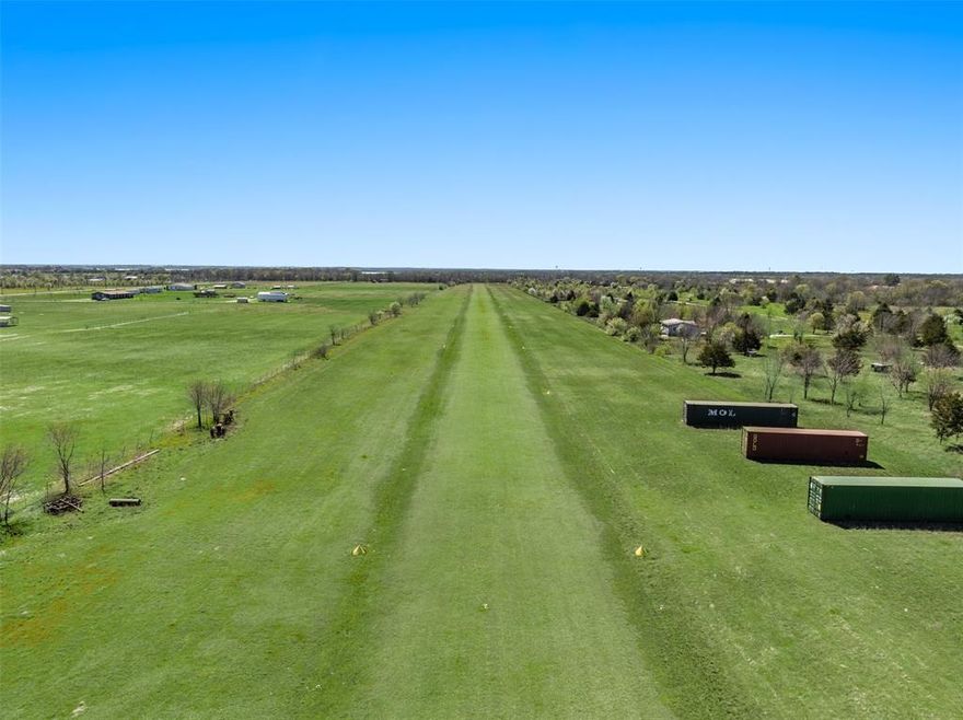 17.6+ acre property with an approximate 2,700-foot grass airstrip! The property is located outside of the city limits with plenty of room to build homes, hangers, either or both. This location can be just the spot you need to get away from the big city, yet still be close enough to restaurants with a Walmart just up the road. The property is gated at the entrance and fenced on the length of the property on both sides, property is open on the north property line. The parcel measures approximately 246 feet by 3,006 feet.

Buyer and buyer agent to verify all information provided and as it pertains to future or desired uses. Seller does not have a current survey.