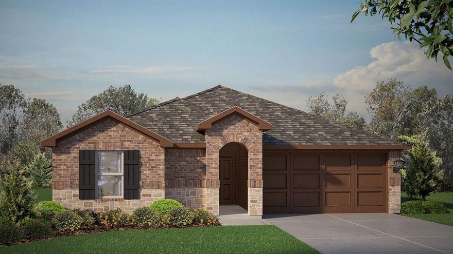 Stunning new D.R. Horton home in the Bella Vista community located in Granbury and Granbury ISD! The impressive single-story Ashburn floorplan, Elevation B, with an estimated Summer completion, offers 3 bedrooms, 2 bathrooms, and a spacious 2-car garage. This open-concept layout features a bright family room that flows seamlessly into the dining area and large chef’s kitchen perfect for both everyday living and entertaining. The kitchen is beautifully appointed with quartz countertops, 36-inch painted cabinets, stainless steel appliances, a ceramic tile backsplash, an electric range, a center island, and a walk-in pantry. The private primary suite is located at the rear of the home and includes a generously sized bedroom, a walk-in closet, and a well-appointed en-suite bath featuring dual sinks and a 5-foot oversized shower. Secondary bedrooms are positioned toward the front of the home and share a full bath with a quartz vanity top, offering flexible space for family, guests, or a home office. Additional highlights include luxury vinyl plank flooring in high-traffic areas, a dedicated laundry room, a covered patio for outdoor enjoyment, and America’s Smart Home Technology package. Exterior features include a landscape package with full sprinkler system and a fully fenced backyard. Bella Vista in Granbury is more than a place to live—it’s a place to call home.